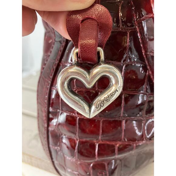 BRIGHTON D834506 RED PATTON LEATHER ANIMAL PRINT SHOULDERBAG - Picture 2 of 16